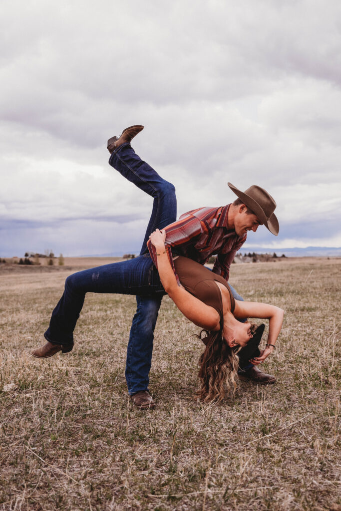 Swing dancing outdoors in the springtime in Montana