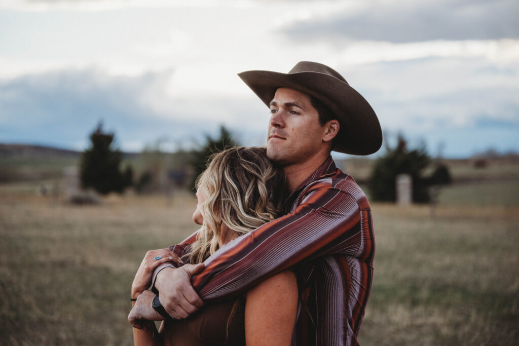 Soft moment for a couple in love in Bozeman, Montana