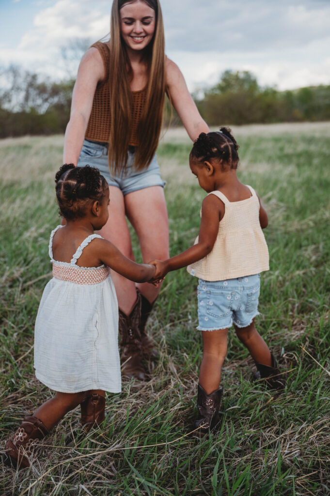 ring-around-the-rosie with mom and her girls