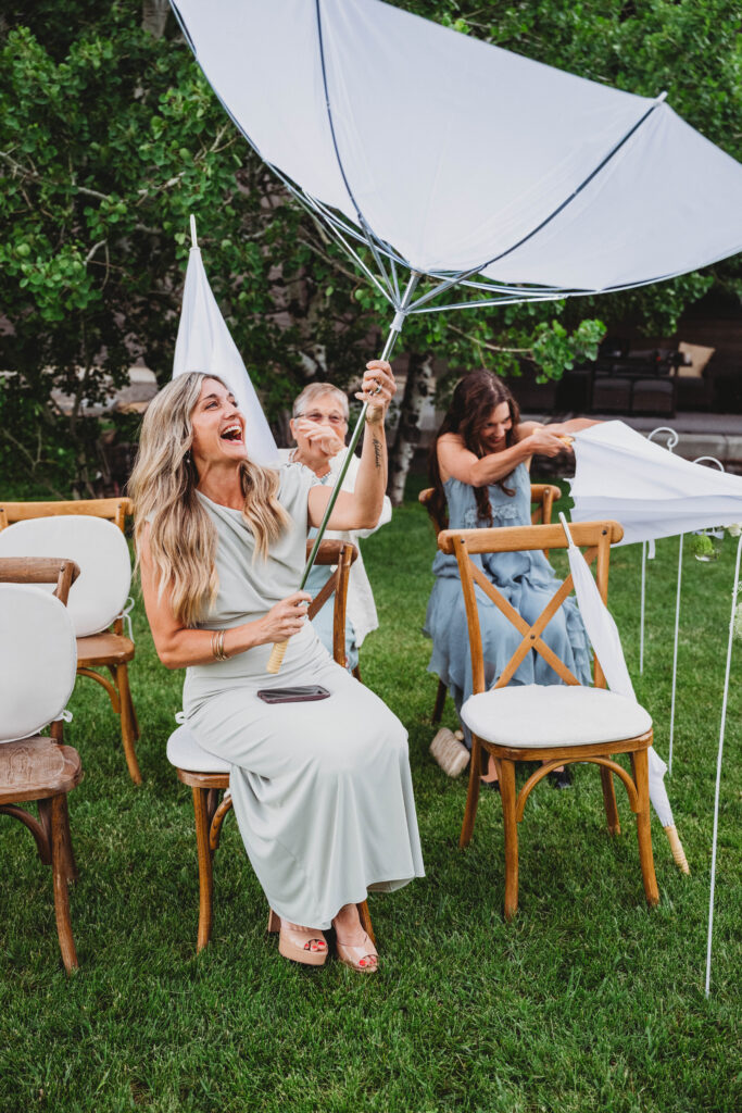 umbrellas malfunctioning at this microwedding