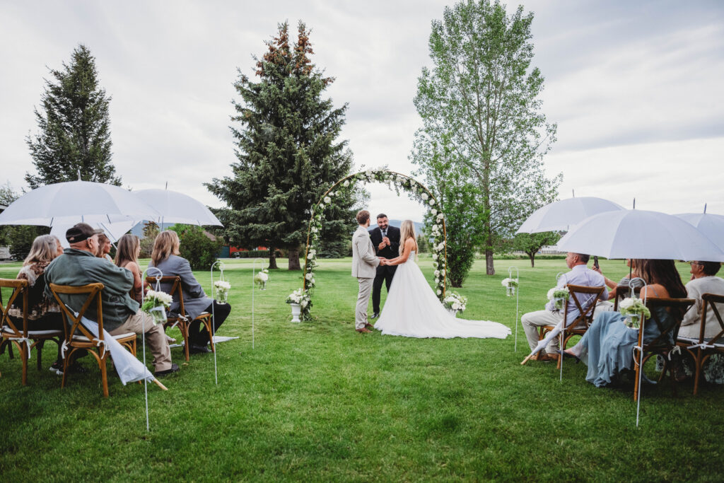 wedding nestled in the backyard of a montana home