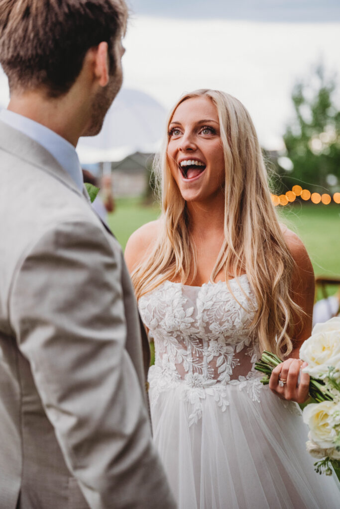 bride happy to be married to her love!